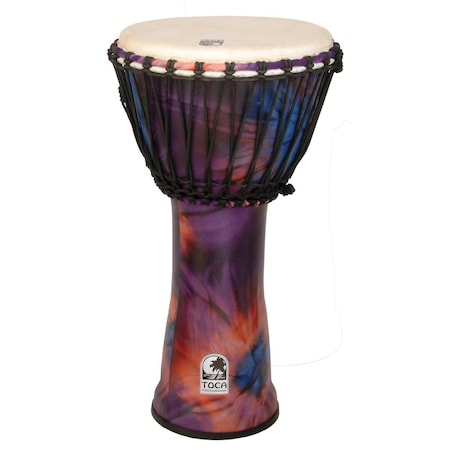 Toca 12 in. Freestyle Rope Tuned Djembe for Musical Instrument, Woodstock Purple SFDJ-12WP
